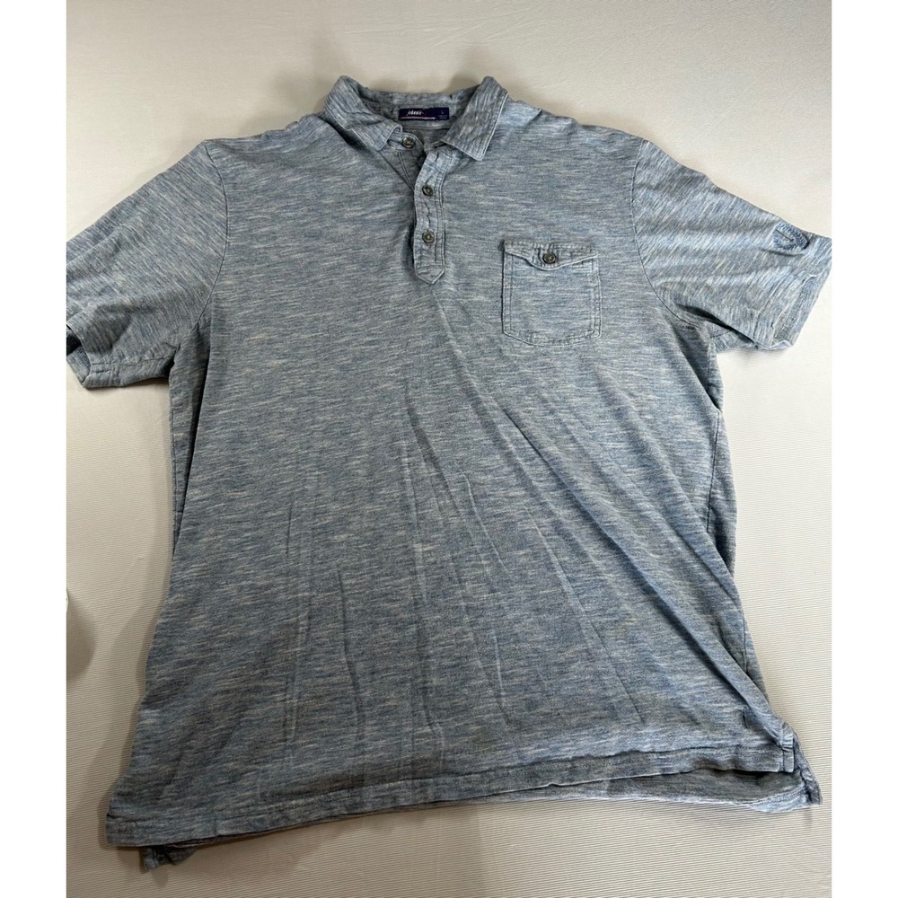 Johnnie-O Mens Blue Heathered Slub Knit Short Sleeve Pocket Polo Shirt Large